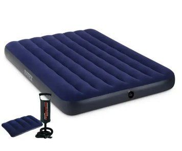 Надувний матрац із подушкою і насосом Intex Classic Downy Airbed 191х137х25см 64758-1 фото
