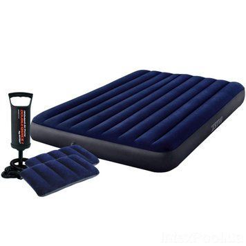 Двухместный надувной матрас Intex 64765 Classic Downy Airbed 203х152х25см насос+ 2 подушки 64765 фото