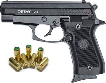 Стартовый шумовой пистолет RETAY F29 Black +20 шт холостых патронов (9 мм)  11950883A фото