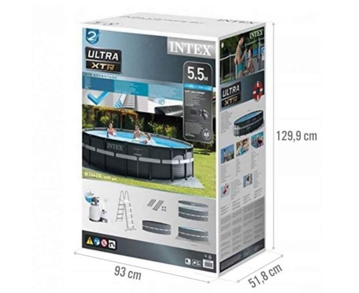 Бассейн каркасный Intex 26330, 549 x 132 см (песочный фильтр-насос, набор, лестница, тент, подстилка) 26330 фото