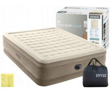 Двуспальная надувная велюровая кровать Intex 64428(64458),203-152-46,с электро-насосом 64428 фото