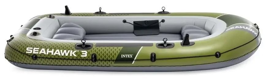Трехместная надувная лодка Intex 66333 Seahawk 3 Set, 295 х 137 см (весла, ручной насос). 3-х камерный 66333 фото