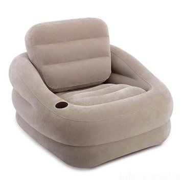 Надувне крісло Intex 68587 "Accent Chair &mdash; Сіре" 97х107х71 см з підсклянником 68587 фото